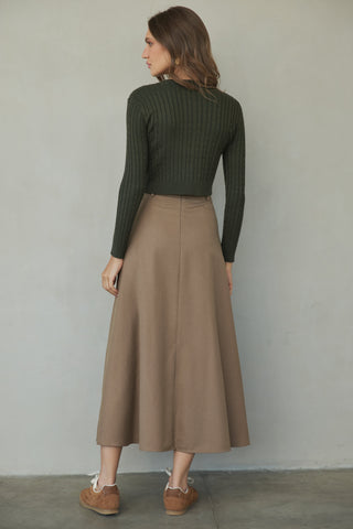 Honeyseed  Camel Thin Wool Circle 36" Skirt