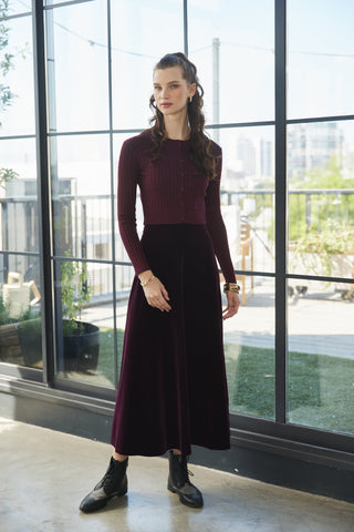 altimge1 for EDIT M692 Plum Velvet 36" Skirt with Back Zipper at Dress Code itsdresscode.com