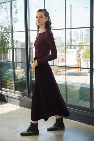 altimge3 for EDIT M692 Plum Velvet 36" Skirt with Back Zipper at Dress Code itsdresscode.com