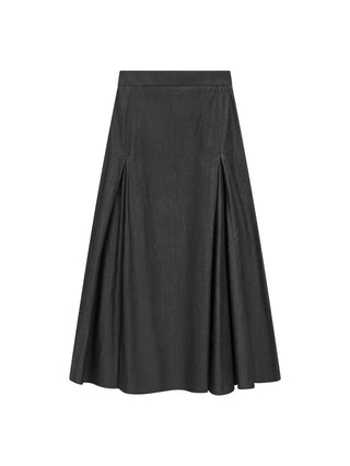 MIGNON DOO Black Denim Insert Pleats 35" Skirt at Dress Code itsdresscode.com