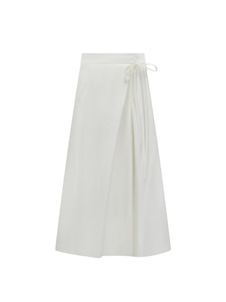 TRIPLEROOT White Unbalance Tuck Wrap 36" Skirt with Side Tie at Dress Code itsdresscode.com