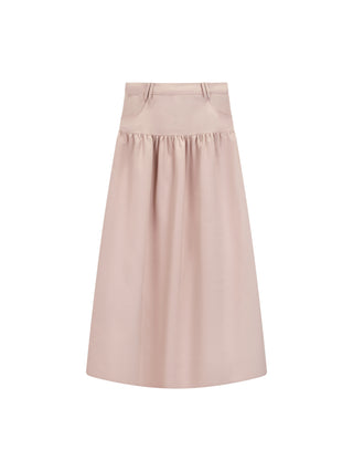 TRIPLEROOT Light Pink Yoke Heavy Shirring 35" Skirt with Pockets at Dress Code itsdresscode.com