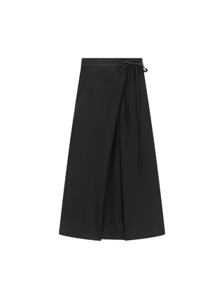 TRIPLEROOT Black Unbalance Tuck Wrap 36" Skirt with Side Tie at Dress Code itsdresscode.com