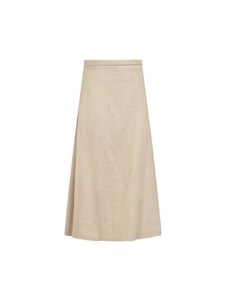 Celina's Sand Linen A-Line 36" Skirt with Pockets at Dress Code itsdresscode.com