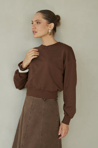 Honeyseed Brown Denim Washed Panel 36" Skirt