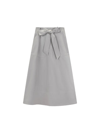 AVIGAL Gray A-Line Top Stitched Pocket 34"-36" Skirt with Front Soft Belt at Dress Code itsdresscode.com