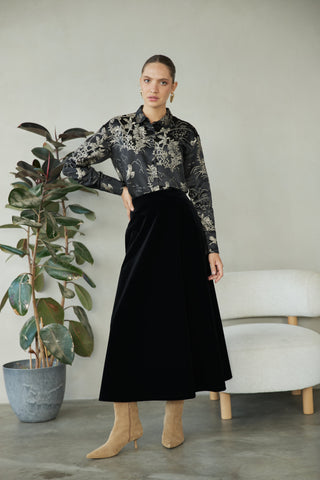 EDIT Black Velvet 36" Skirt with Back Zipper at Dress Code itsdresscode.com