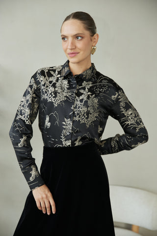 EDIT Black Velvet 36" Skirt with Back Zipper