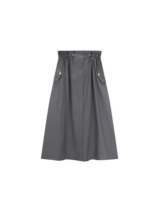 AVIGAL Gray Double Drawstring 34" Skirt with Two Pockets at Dress Code itsdresscode.com