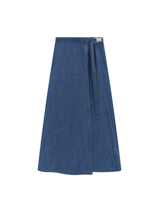 Sciacca Blue Denim Wrap Buckle 36" Skirt at Dress Code itsdresscode.com