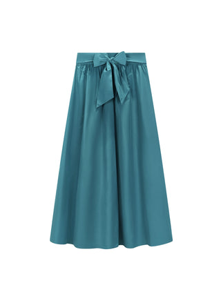 WT-365 Teal Taffeta 36" Skirt with Attached Tie Belt