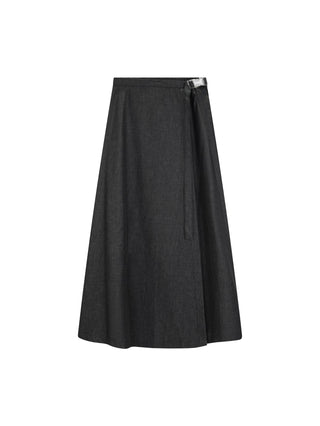 Sciacca Black Chambray Wrap Buckle 36" Skirt at Dress Code itsdresscode.com