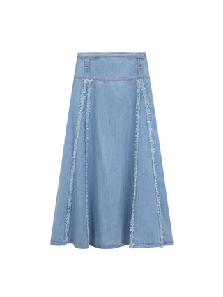 Sciacca Blue Chambray Seam Inverted Design 35" Skirt at Dress Code itsdresscode.com