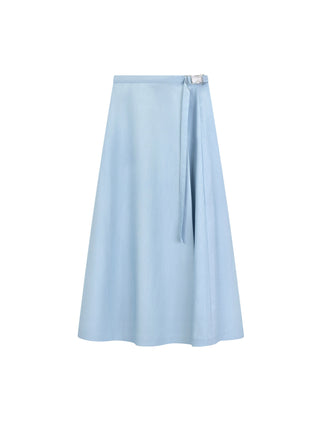 Sciacca Blue Chambray Wrap Buckle 36" Skirt at Dress Code itsdresscode.com