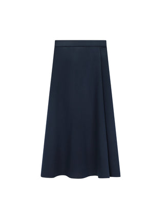 TRIPLEROOT Navy Fake Wrap 35" Skirt with Side Zipper at Dress Code itsdresscode.com