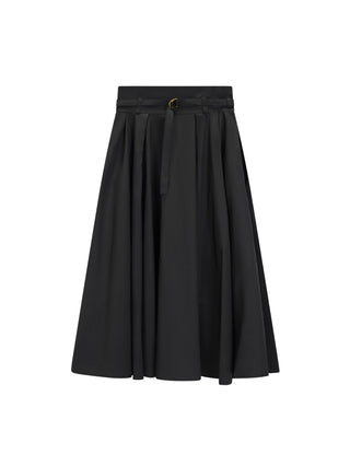Hagahi Black Side Pleat Belted 34" Skirt at Dress Code itsdresscode.com