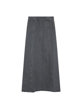 Honeyseed Gray Denim Panel 36" Skirt with Front Button at Dress Code itsdresscode.com