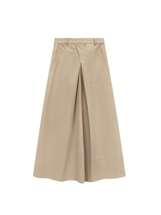 TRIPLEROOT Beige Front Pleated 36" Skirt with Pockets at Dress Code itsdresscode.com