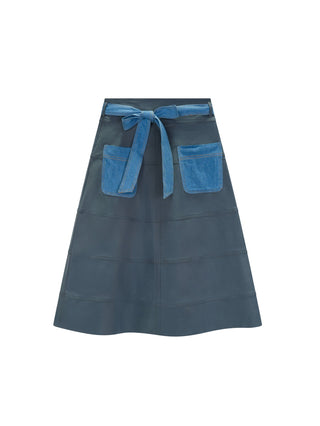 altimge2 for BANSE' Blue Green/Denim Mix Belted Madison 27" Skirt with Pockets at Dress Code itsdresscode.com