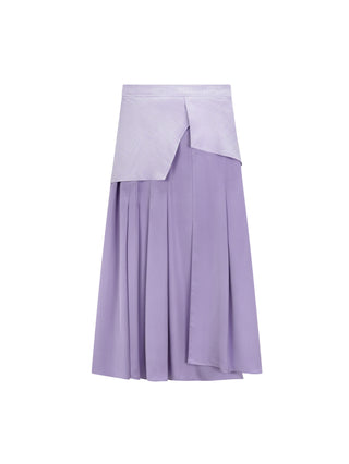 altimeg1 TRIPLEROOT Purple Satin Pleated 36" Skirt with Tweed Overlay at Dress Code itsdresscode.com