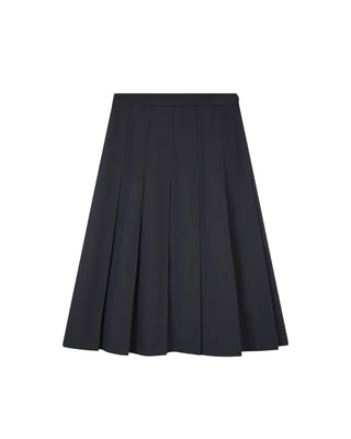 JSE Couture Navy Theory Style Pleated 29" Skirt at Dress Code itsdresscode.com 