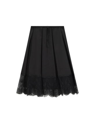 AVIGAL Black Pleated Dress 30" Skirt With Lace Hem at Dress Code itsdresscode.com
