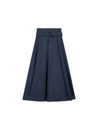 AVIGAL Navy A-Line 35"-37" Skirt with Center Deep Pleat at Dress Code itsdresscode.com
