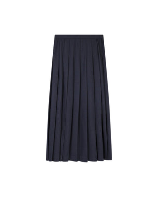 MAXMRKT Navy Wool Pleated 38" Skirt at Dress Code itsdresscode.com