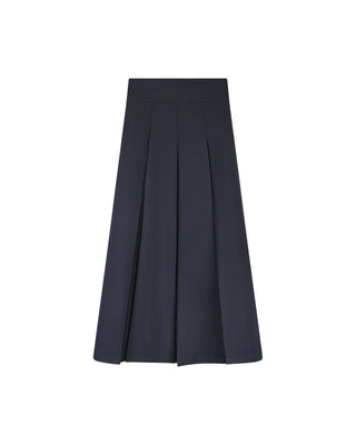 Peode Navy Wide Pleated Stitched Down 34" Skirt at Dress Code itsdresscode.com
