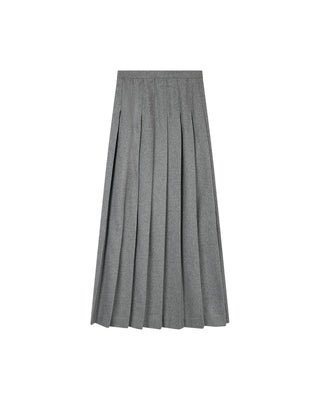MAXMRKT Light Gray Wool Pleated 38" Skirt at Dress Code itsdresscode.com