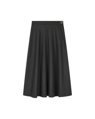 MAXMRKT Black Two Panels Wool Self Waist 35" Skirt with Side Zipper at Dress Code itsdresscode.com