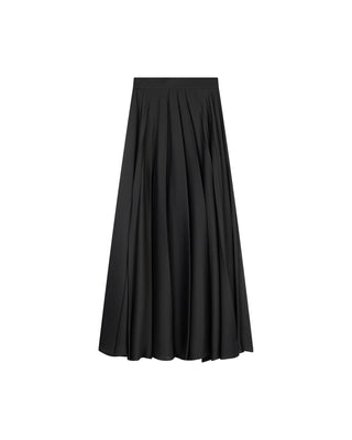 Mossaic Black Satin Pleated 38" Skirt With Side Zipper at Dress Code itsdresscode.com