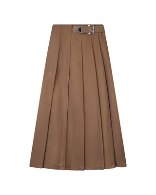 Peode Bronze Wide Stitched Down Pleated 34" Skirt with Buckle at Dress Code itsdresscode.com