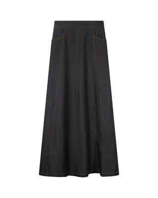 Peode Black Denim 35" Skirt With Pockets at Dress Code itsdresscode.com