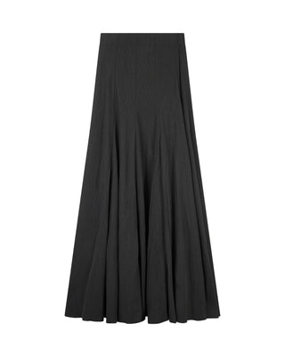 Ginger Black Ribbed Messy Pleated 34" Skirt With Marrowedge at Hem at Dress Code itsdresscode.com