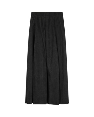 Sciacca Black Sunburst Pleat Cord Midi 34" Skirt with Elastic Waist itsdresscode.com