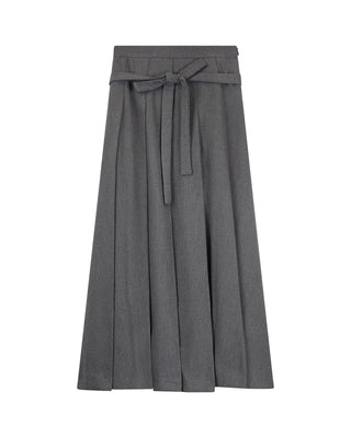 AVIGAL Gray Pleated Skirt With Bow Belt 34" Skirt at Dress Code itsdresscode.com