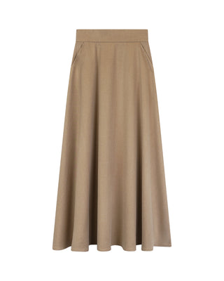 Simona Bonacci Camel Wool A Line 36" Skirt with Pockets at Dress Code itsdresscode.com