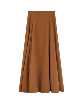 Mysttee Brown Design Panel Side Back Pleats 35" Skirt at Dress Code itsdresscode.com