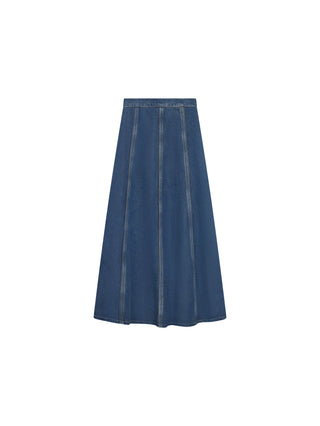 Honeyseed Blue Denim Seamed Panel 36" Skirt at Dress Code itsdresscode.com