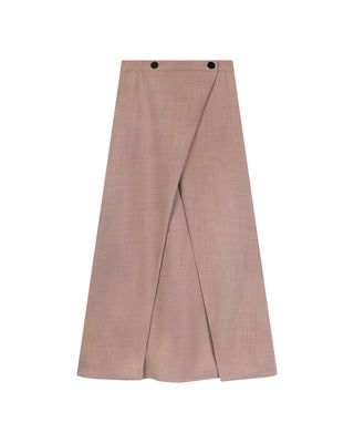 MIGNON DOO FW25S18 Pink Wrap Button 35" Skirt with Pockets at Dress Code itsdresscode.com