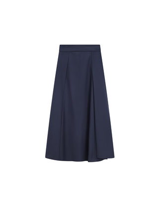 Mossaic Navy A-Line One Side Pleated 34" Skirt at Dress Code itsdresscode.com