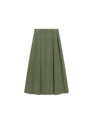 JSE Couture Green Cotton Soft Pleated 32" Skirt with Zipper at Dress Code itsdresscode.com