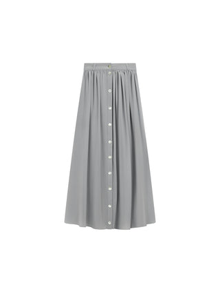 Carlucci Gray Gathered Chiffon 36" Skirt with Front Buttons at Dress Code itsdresscode.com