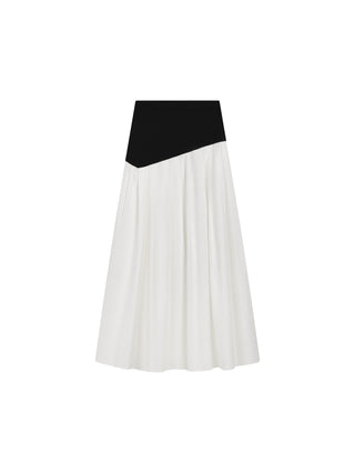 Lola White Pleated 37" Skirt with Black Diagonal Yoke at Dress Code itsdresscode.com