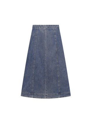 Honeyseed Light Blue Denim Wash Panel 35" Skirt at Dress Code itsdresscode.com 