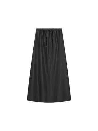 Wear & Flair Black Denim Rubber Waist 35" Skirt with Drawstring at Dress Code itsdresscode.com