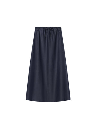Wear & Flair Blue Denim Rubber Waist 35" Skirt with Drawstring at Dress Code itsdresscode.com