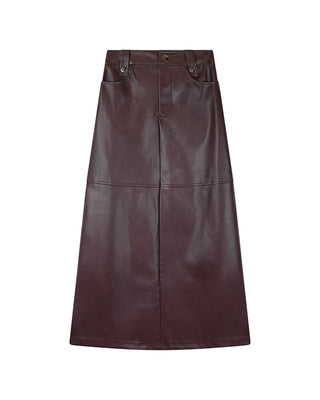 Luum Burgundy Tanya Leather Aline 36" Skirt with Gold Snaps  at Dress Code itsdresscode.com