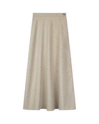 NYC Factory Oatmeal wo Panel Wool Self Waist 35" Skirt with Side Zipper at Dress Code itsdresscode.com